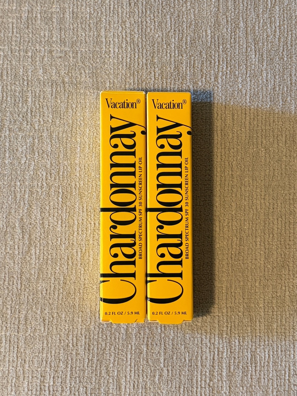 Vacation Chardonnay Lip Oil Bundle Set of 2 SPF 30 Sunscreen Gloss NEW NIB NWT
